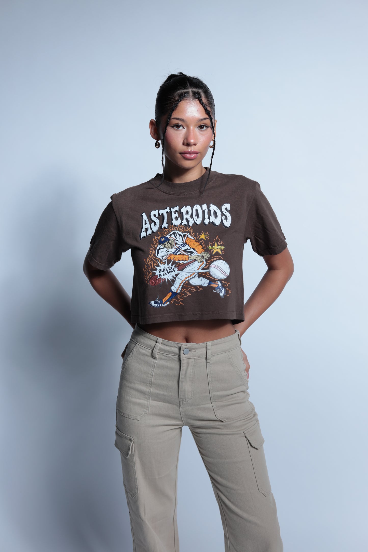 Astros style "Asteroids" crop tee