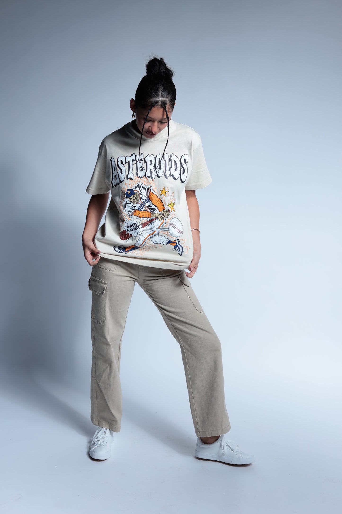 Asteroids Astros inspired short sleeve Cream