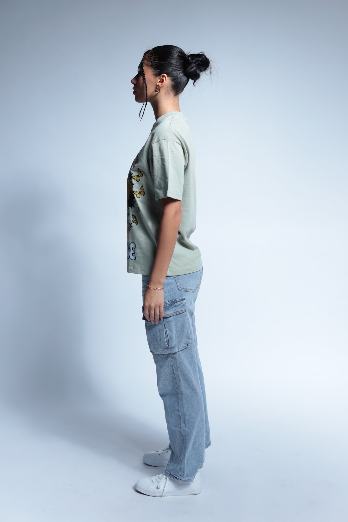 "Romantic Love" short sleeve washed green tee