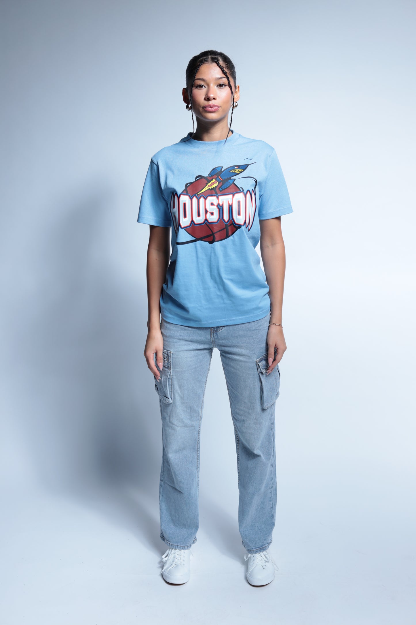 Rocket Houston Classic throwback style short sleeve tee blue