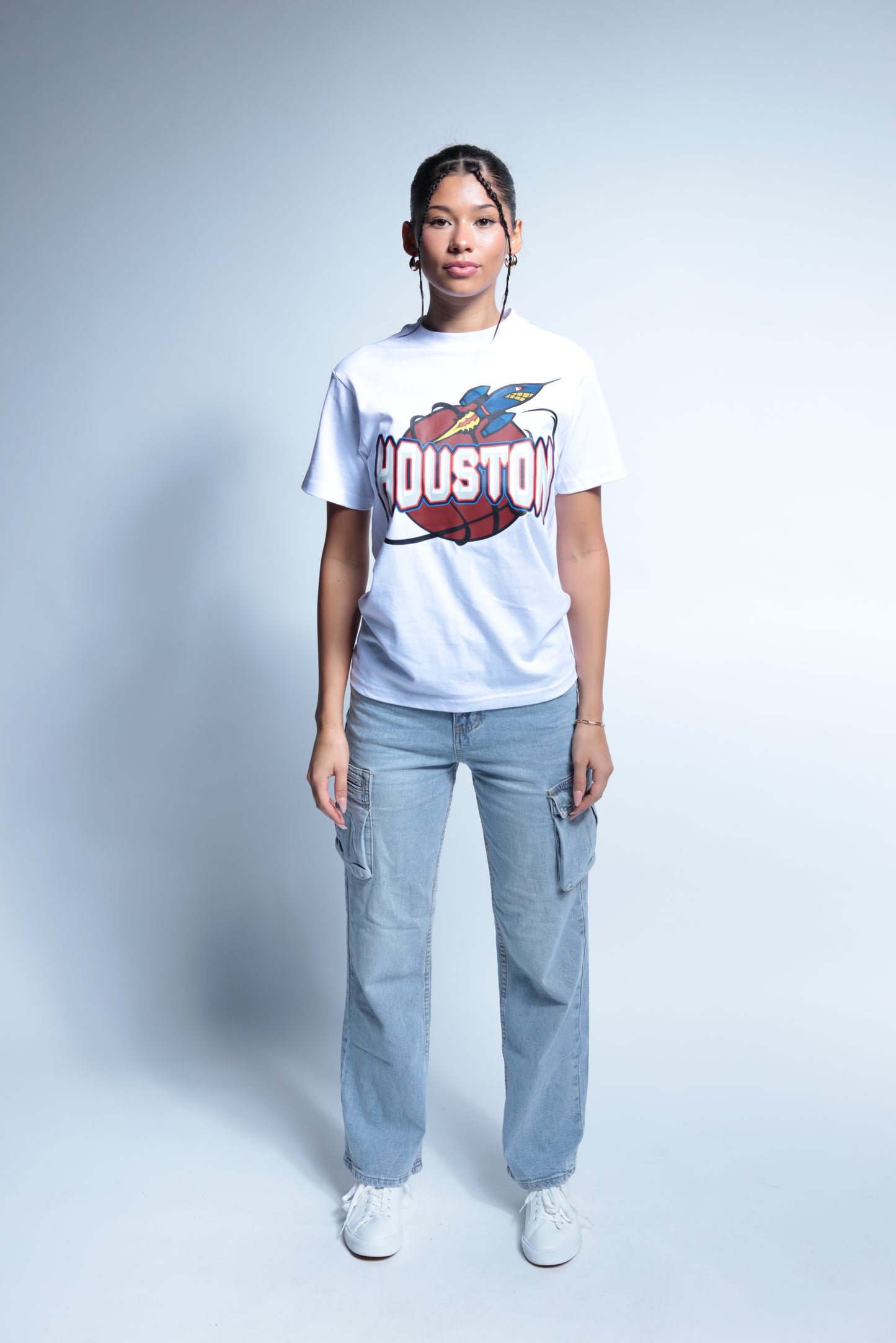 Rocket Houston Classic throwback style short sleeve tee white