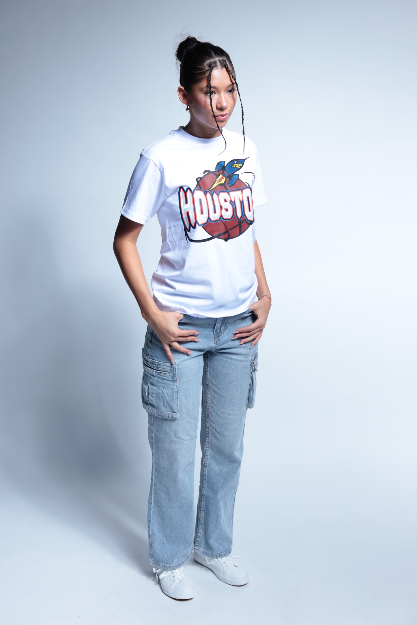 Rocket Houston Classic throwback style short sleeve tee white