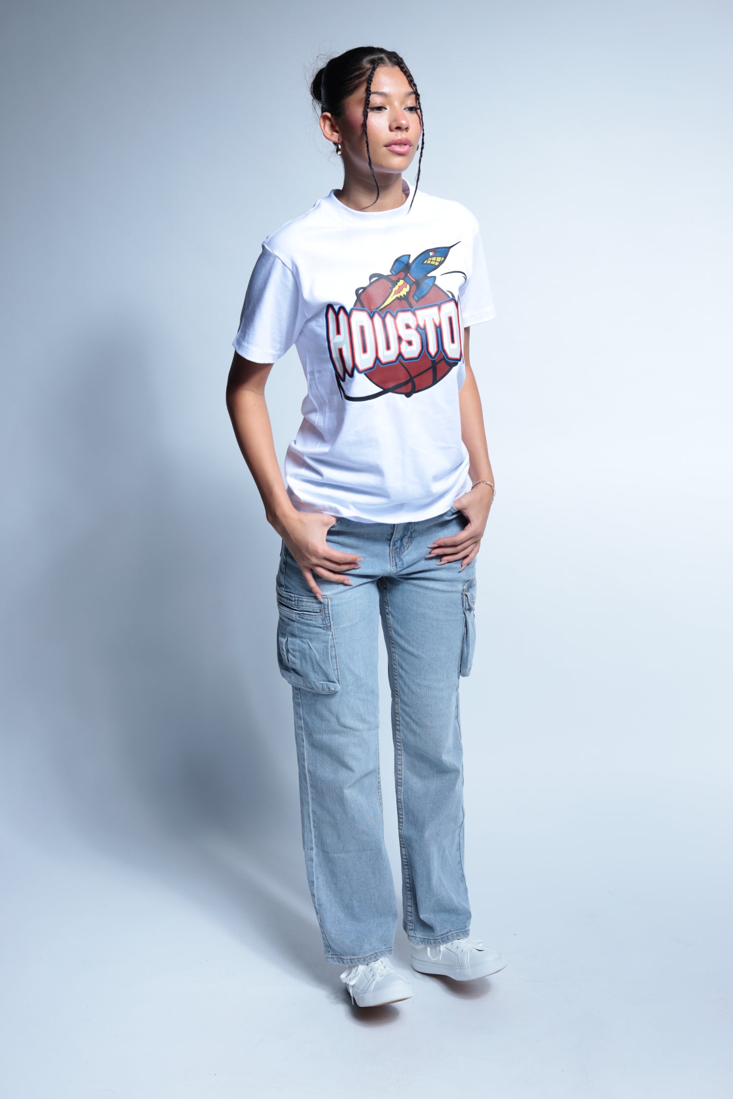 Rocket Houston Classic throwback style short sleeve tee white