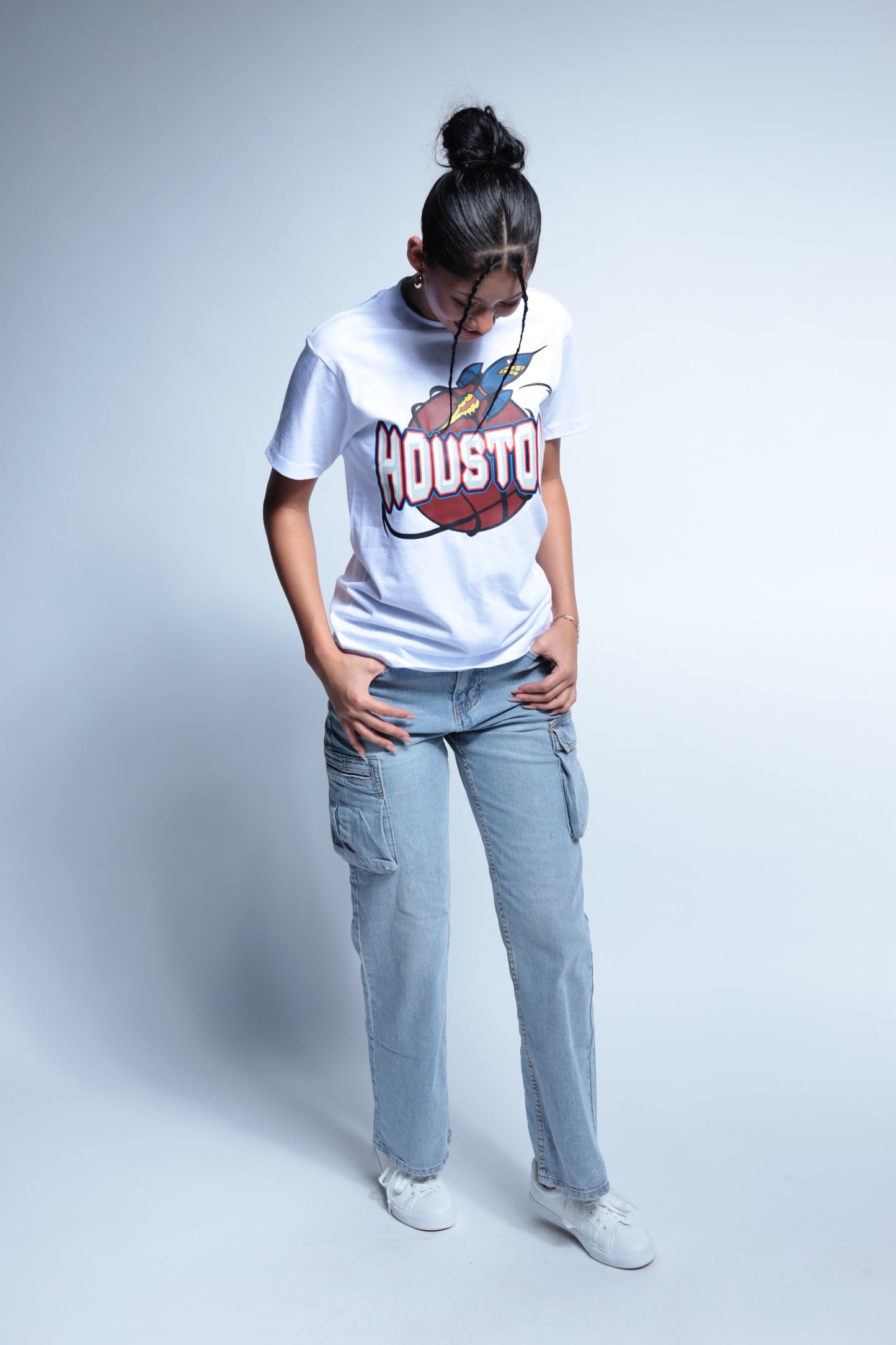 Rocket Houston Classic throwback style short sleeve tee white