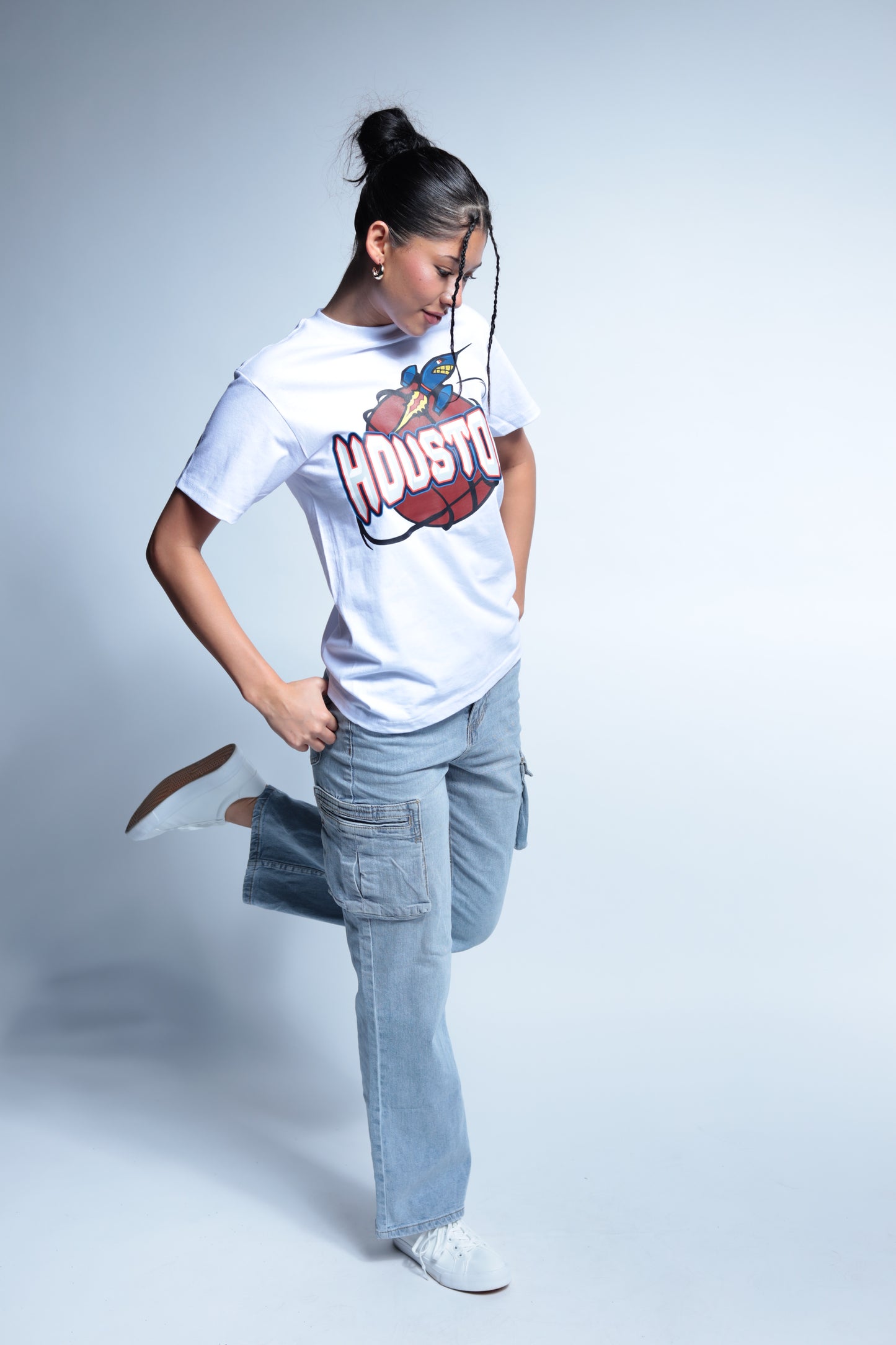 Rocket Houston Classic throwback style short sleeve tee white