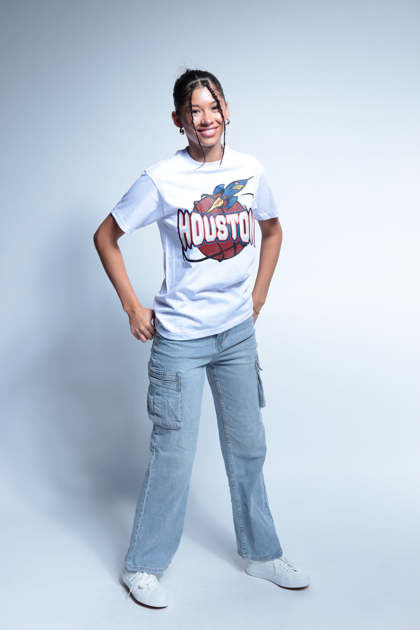 Rocket Houston Classic throwback style short sleeve tee white