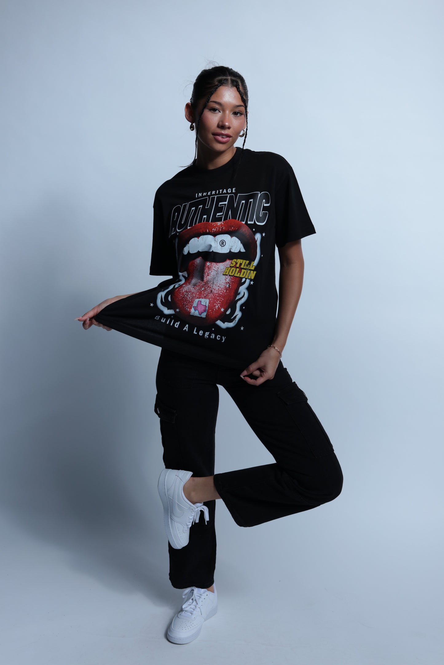 "Authentic" tour style short sleeve black tee