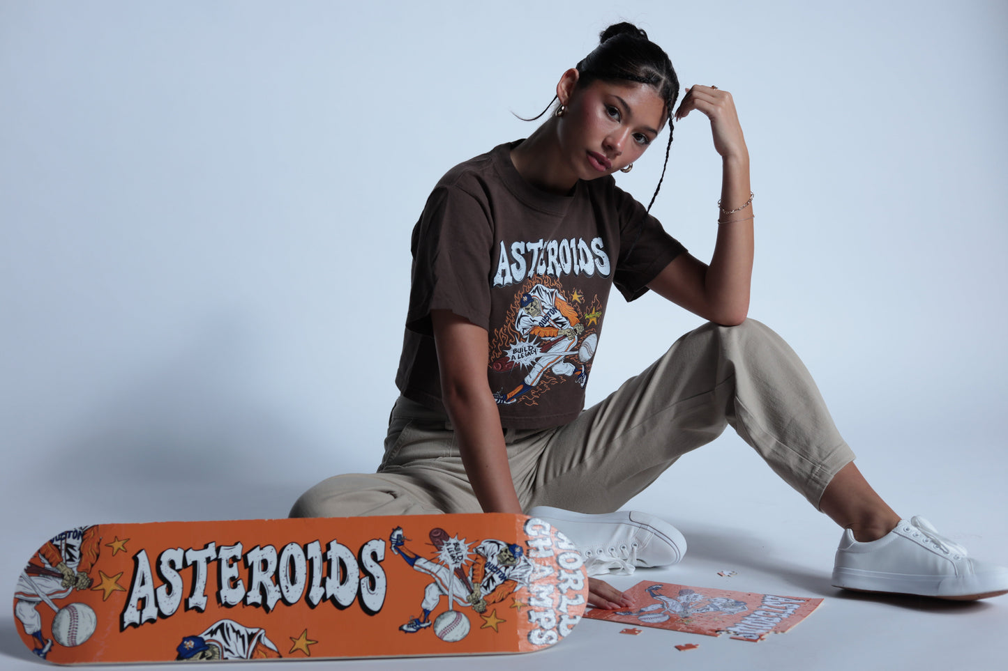 Astros style "Asteroids" crop tee