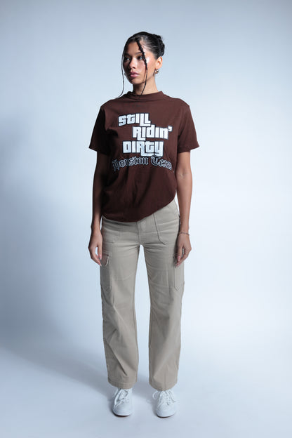 Brown "Still Ridin Dirty" graphic tee