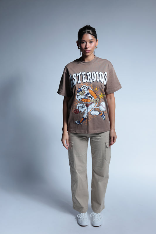 Asteroids Astros inspired short sleeve Mocha