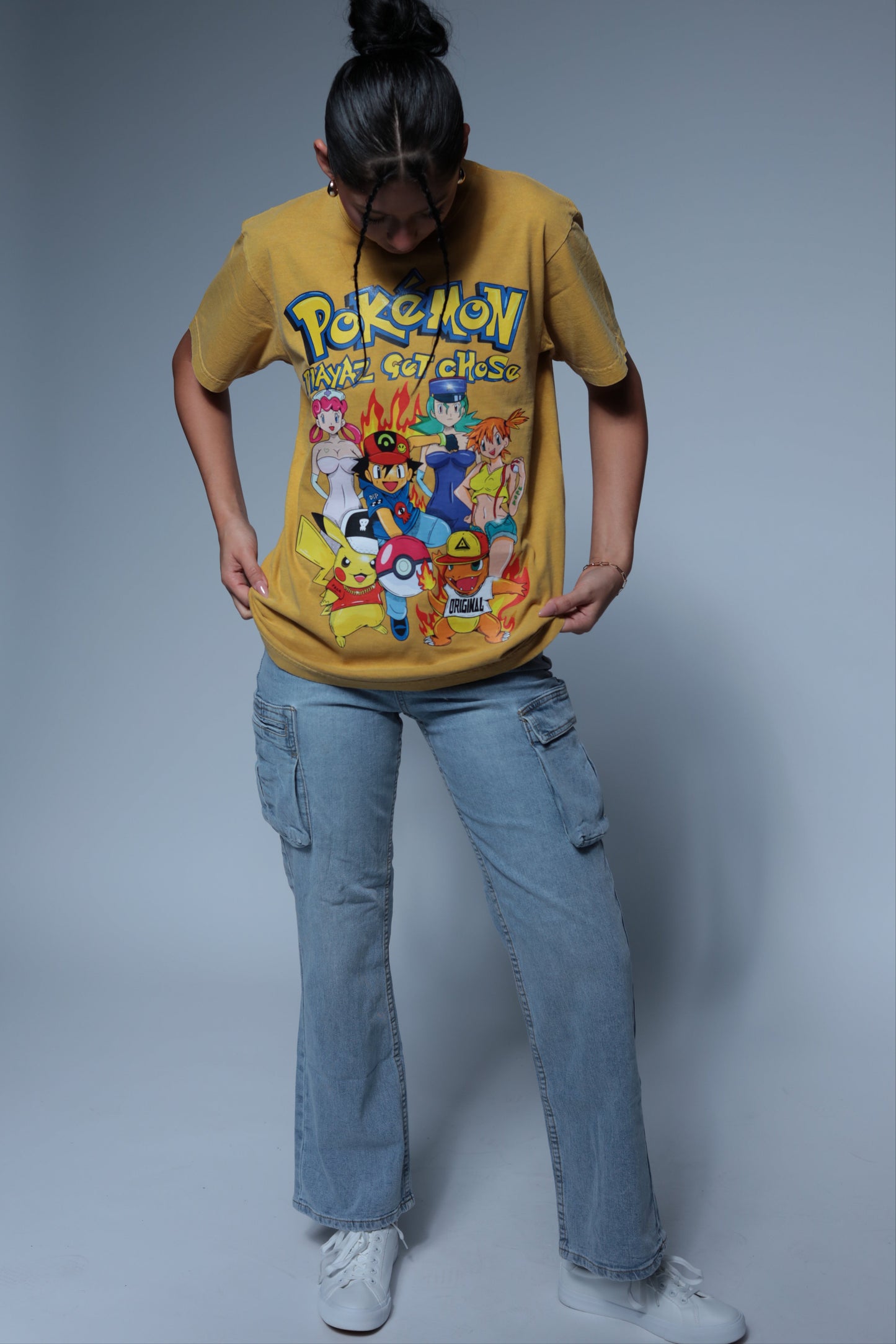 Pocket Monsters inspired design yellow shirt