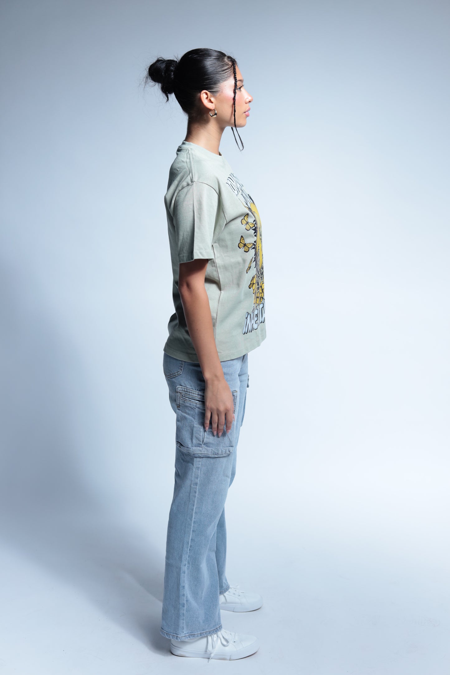 "Romantic Love" short sleeve washed green tee