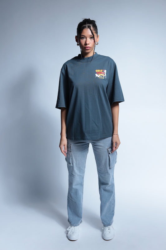 "Girls Just Wanna Have Funds" Oversized blue tee