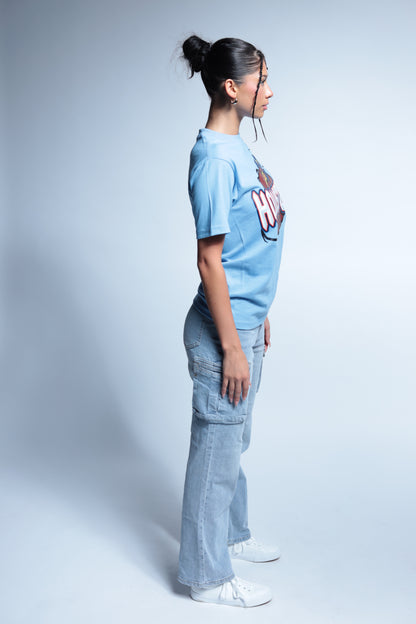 Rocket Houston Classic throwback style short sleeve tee blue