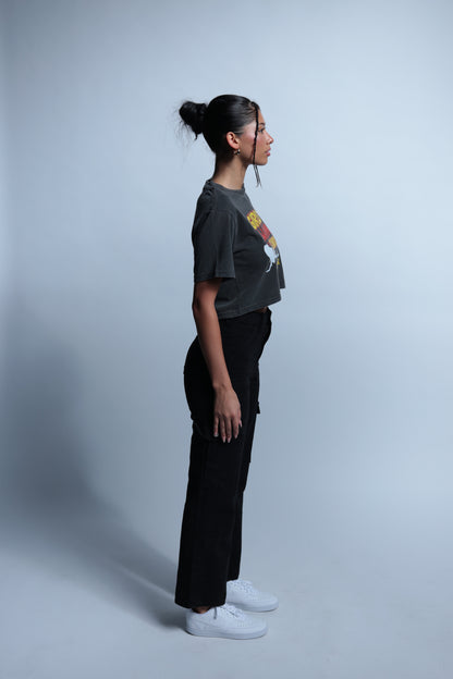 "Girls Just Wanna Have Funds"  Grey crop top
