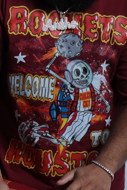 Rocket Welcome to Houston short sleeve Red